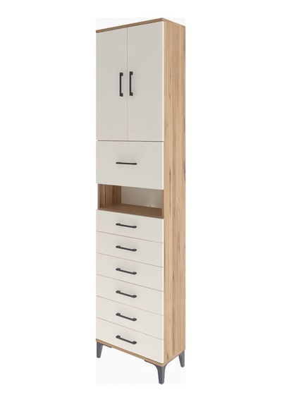 Arges Dolap 3 Raflı 6 Çekmeceli 2 Kapaklı 60x30x243 Çam-aytaşı Atlas Çam