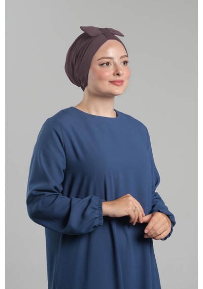 Hürrem Bone Vizon Pratik Hazır Geçmeli Fiyonklu Bone Sandy Çift Taraflı Çapraz 3007b 10 Vizon