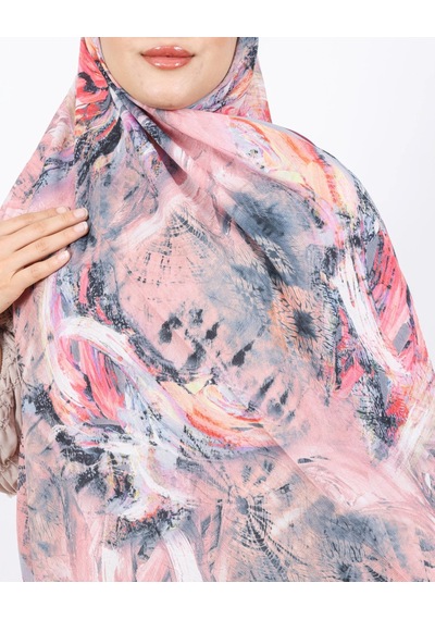 Luissa Bambu Kraş Şal Pastel Desen Bordo