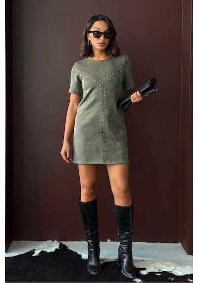Verymoda Droplu Süet Elbise Vmf2039 Haki