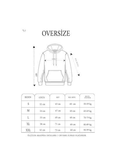 Primemagazam Kadın Kapüşonlu Kanguru Cepli 3 İplik Pamuklu Oversize Hoodie Sweatshirt - Siyah Çeşitli