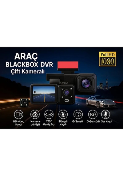 Vehicle Black Box Dual Lens Wifi Trafik Kamerası Full Hd 1080p