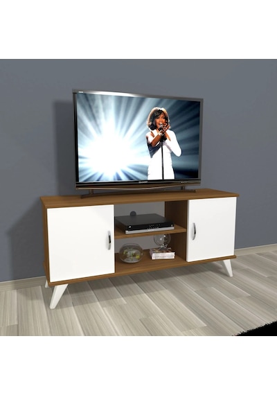 Decoraktiv Eko 120 Mdf Retro Tv Ünitesi Tv Sehpası - Ceviz - Beyaz Ceviz