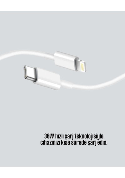 30w Type-c Lightning Hızlı Şarj Kablosu 1.2m Apple Uyumlu iPhone Uyumlu