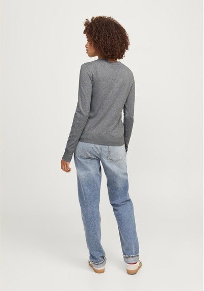 Jack & Jones Kadin Bisiklet Yaka Uzun Kollu Kazak - Cara 12255368 Medium Grey Melange Kırmızı Jack & Jones Kadin Bisiklet Yaka Uzun Kollu Kazak - Cara 12255368 Medium Grey Melange Kırmızı