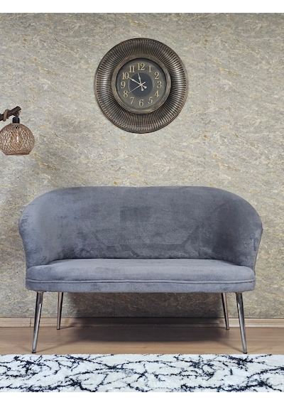 Zafir İkili Teddy Krom Kaplama Sivriltme Ayak Çay Seti Koltuk İkili Berjer , Balkon, Salon, Ofis Gri