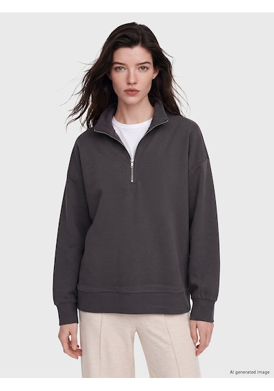 Lcw Comfort Antrasit Dik Yaka Soft Touch Kadın Sweatshirt