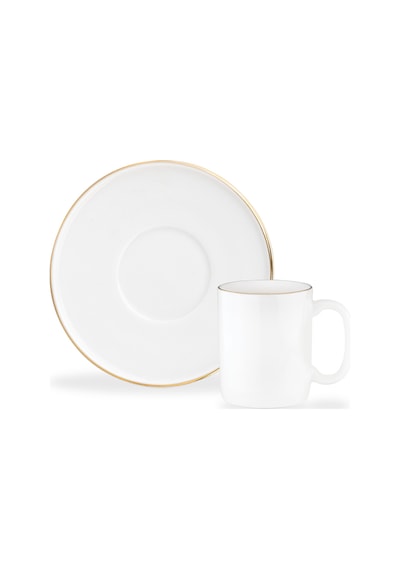 Lumora 6 Kişilik 12 Parça Kahve Fincan Takımı - Beyaz/gold - 100 Ml Çok Renkli