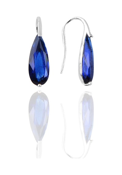 Gümüş Rodyumlu Safir Taşlı Damla Modeli Küpe N11.47494