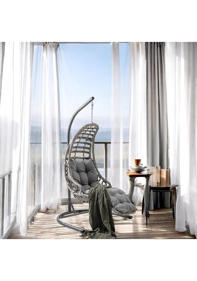 Capri Swing Bodrum Tekli Rattan Bahçe Balkon Salıncağı Gri Çok Renkli
