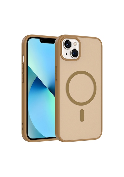 Rba Aksesuar Apple Uyumlu iPhone 14 Kılıf M-safe Şarj Özellikli Zore Babet Kapak - Desert Gold