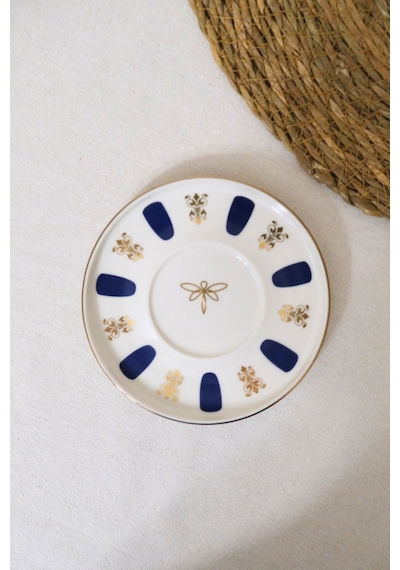 Tabak Evi Porselen Acem Zade Lacivert Çay Tabağı 12,5cm Tekli Çok Renkli