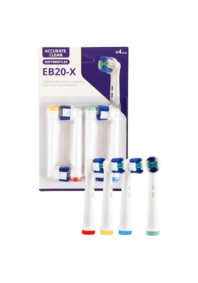 Accurate Clean Eb20-x Şarjlı Diş Fırçası Oral-b Diş Fırçalarına Uyumlu 4 Adet Yedek Başlık Tek Ebat
