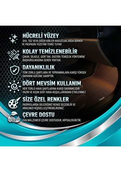 Chrysler Crossfire Coupe 2004 2008 Araca Özel Eva Oto Paspas Takımı Metal Topuksuz  İç Set