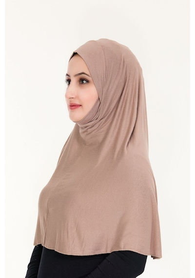 Peçeli Hazır Türban Pratik Şal Hijab Namaz Örtüsü Vizon