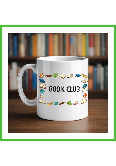 Vaveni Book Club Yazılı Kupa Model 244 Kitap Temalı Renkli Baskılı Seramik Kahve Kupası Arz Çok Renkli
