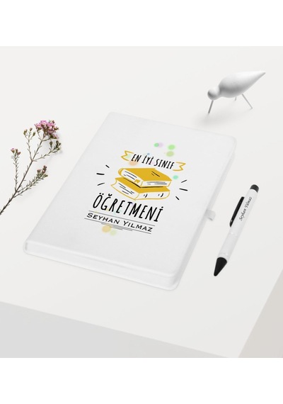 Kişiye Özel En Iyi Sınıf Öğretmeni Temalı Beyaz Defter + Kalem N11.3490