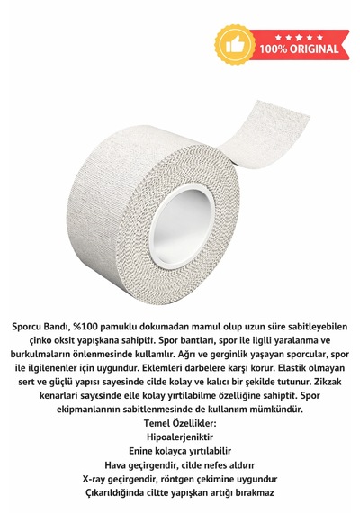 Rijit Fiksasyon Yapışkanlı Sporcu Bandajı 3.7cm X 10 Metre Siyah