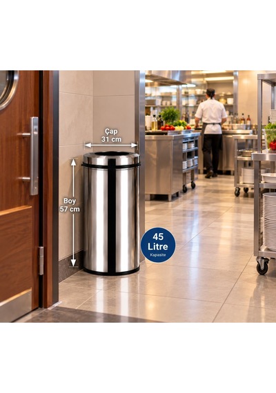 Pratik Çemberli Çöp Kovası 45 Lt Paslanmaz Acar 13286