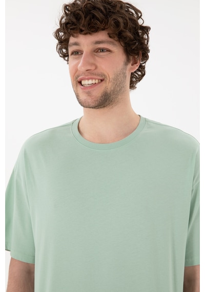 U.S. Polo Assn. Erkek Oversize Fit Bisiklet Yaka Su Yeşili Tişört 50305859-VR048