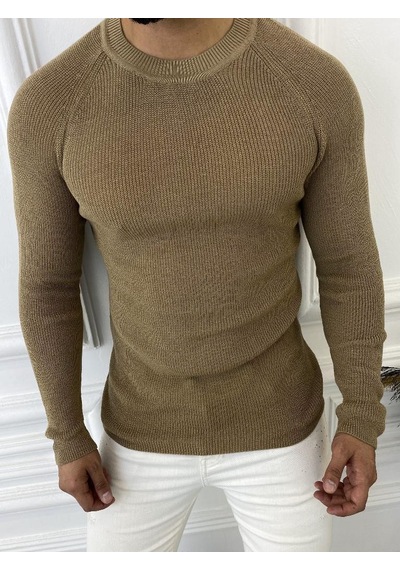 Elku Moda Kazak Slim Fit Naturel Örme Pamuk Tüylenmeyen Triko Dar Kesim Body Kazak 001