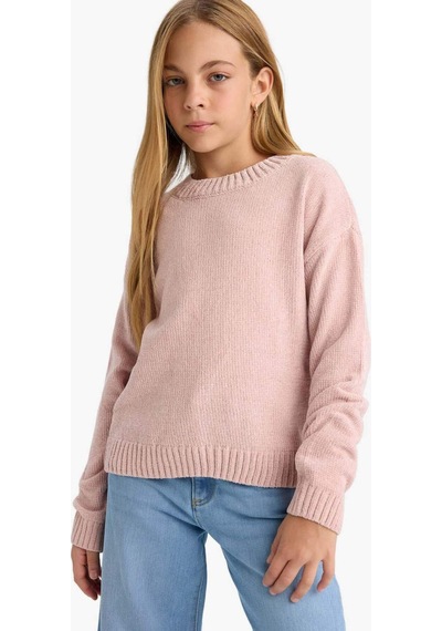Defacto Kız Çocuk Bisiklet Yaka Şönil Kazak F2619a825wnpn287 Pembe