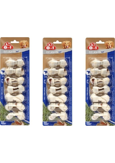 8in1 Delights Bones Biftekli Xs Köpek Ödül Kemiği 7 Li X 3 Adet
