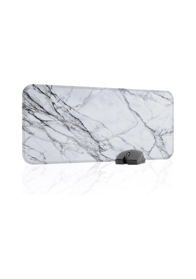 Tr Beyaz Mermer Desenli Oyuncu Gaming Mouse Pad Kauçuk Kaymaz Taban Mousepad V3, 70x30 Xl