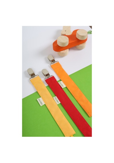 Emzik Askısı - Emzik Zinciri - Emzik Tutacağı - 3'lü Set - Turuncu, Kırmızı, Sarı