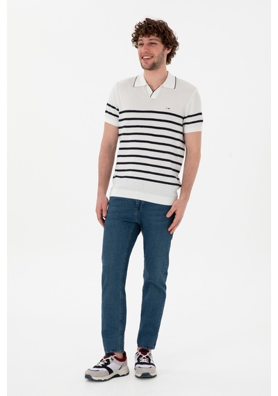 U.S. Polo Assn. Erkek Slim Fit Polo Yaka Beyaz Tişört 50302971-VR013