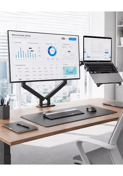North Bayou Nb A5/c-l Amortisörlü 17"-27" Monitör Tutucu Ve 10"-17" Laptop Standı 2026 Yeni Tasarım