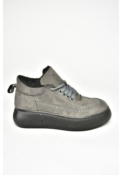 Fox Shoes T811845302 Gri Süet Kalın Tabanlı Kadın Ayakkabı Gri-süet Gri