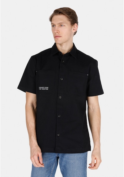 Colin's Colins Comfort Fit Shirt Neck Düz Erkek Siyah Kısa Kol Gömlek Cl1073361 Q1.v2 Blk Siyah