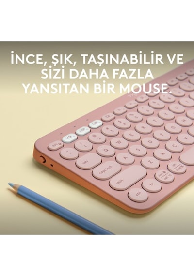 Logitech K380s Pebble Keys 2 Çoklu Cihaz Özellikli Bluetooth Türkçe Q Klavye - Pembe