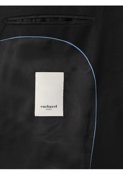 Cacharel Siyah Slim Fit Yün Karışımlı Mikro Desenli Klasik Ceket