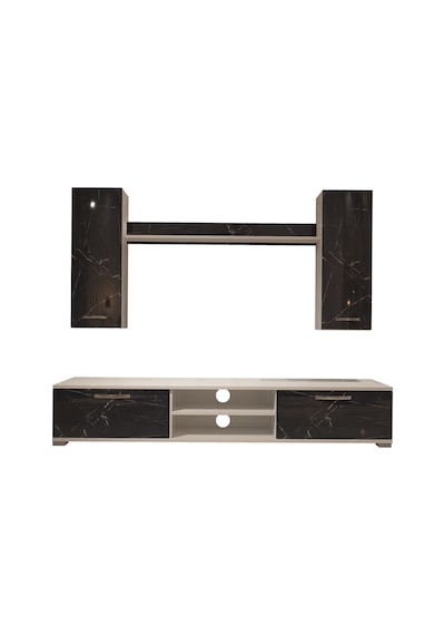 Decoraktiv Eko 5d Mdf Dvd Tv Ünitesi Tv Sehpası Beyaz - Siyah Mermer