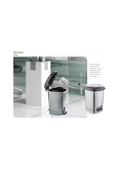 Polytime Pedallı Basmalı Çöp Kutusu Kovası/çıkarılabilir İç Kovalı/gri / 22 Litre / 42x30x30 Cm Genel