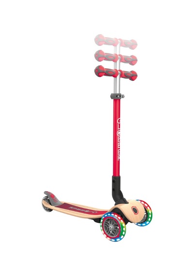 Globber Primo Wood Katlanabilir Işıklı Scooter - Kırmızı
