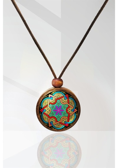 Mandala Ahşap Kolye N11.29033 Gümüş