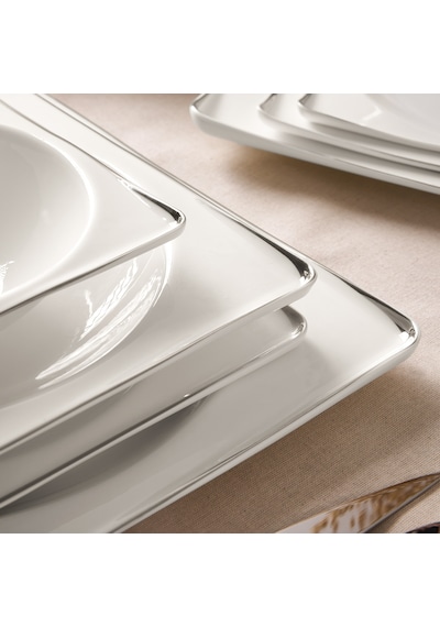 Aryıldız Crystal İxir Platin 56 Parça 12 Kişilik Yemek Takımı Renkli