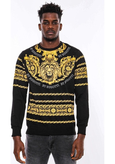 Wessi Siyah Bisiklet Yaka Baskılı Sweatshirt Siyah
