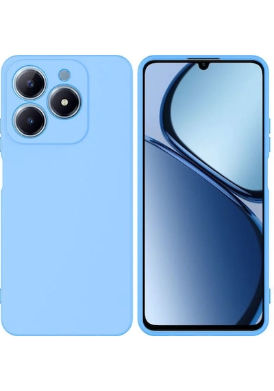 Realme C63 Uyumlu Silikon Kılıf - Kamera Korumalı Esnek Pastel Renk Kapak - Mavi Mavi