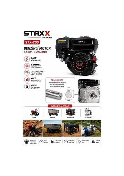 Staxx Power ST20019K 6.5HP Benzinli Motor