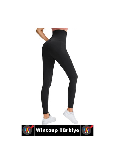 Wintoup Gündelik Spor Alt Karın Bel Sıkılaştıran Güçlendiren Toparlayan Elastik Konforlu Ağraflı Korse Tayt Siyah