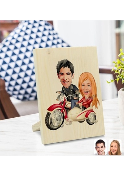 Kişiye Özel Sevgililer Karikatürlü Dekoratif Ahşap Çerçeve Model (539866801)