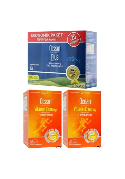 Ocean Vitamin C 1000 Mg 2 x 30 Tablet + Ocean Plus 1200 Mg 100 Softjel
