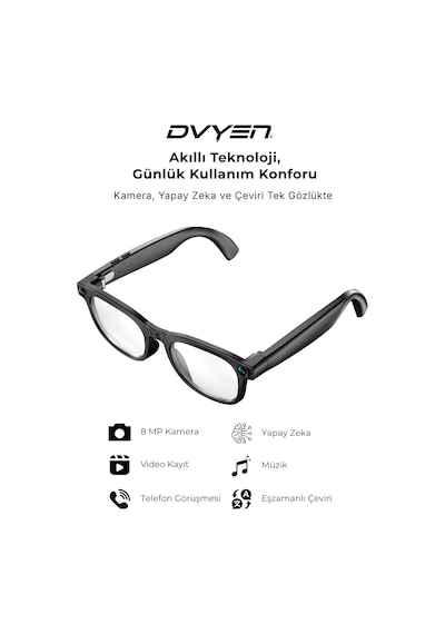 G2 Pro Akıllı Yapay Zeka Aı Gözlük Kamera, Bluetooth, Hafıza, Müzik, Aı Ast., Canlı Çeviri, Ipx5 Şeffaf Lens