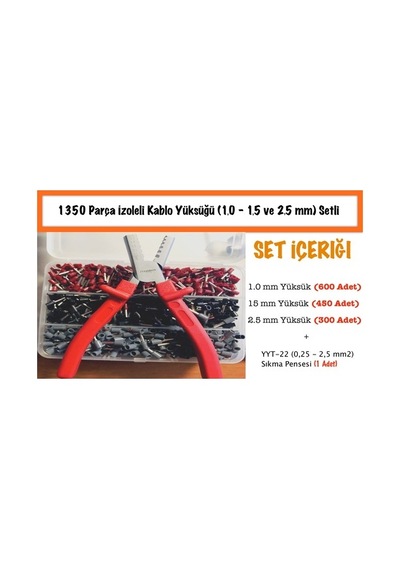 1350 Adet Maasco Kablo Yüksük 1,0-1,5-2,5 Mm Setli + Yyt-22 Pense