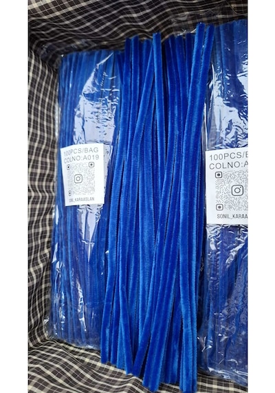 Şönil A019 30 Cm 100 Adet Saks Mavi Telli Tüy Şönil"pipe Cleaner