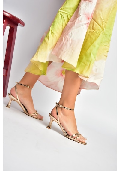 Fox Shoes Y569522034 Bronz Ayna Alçak Topuklu Kadın Abiye Ayakkabı